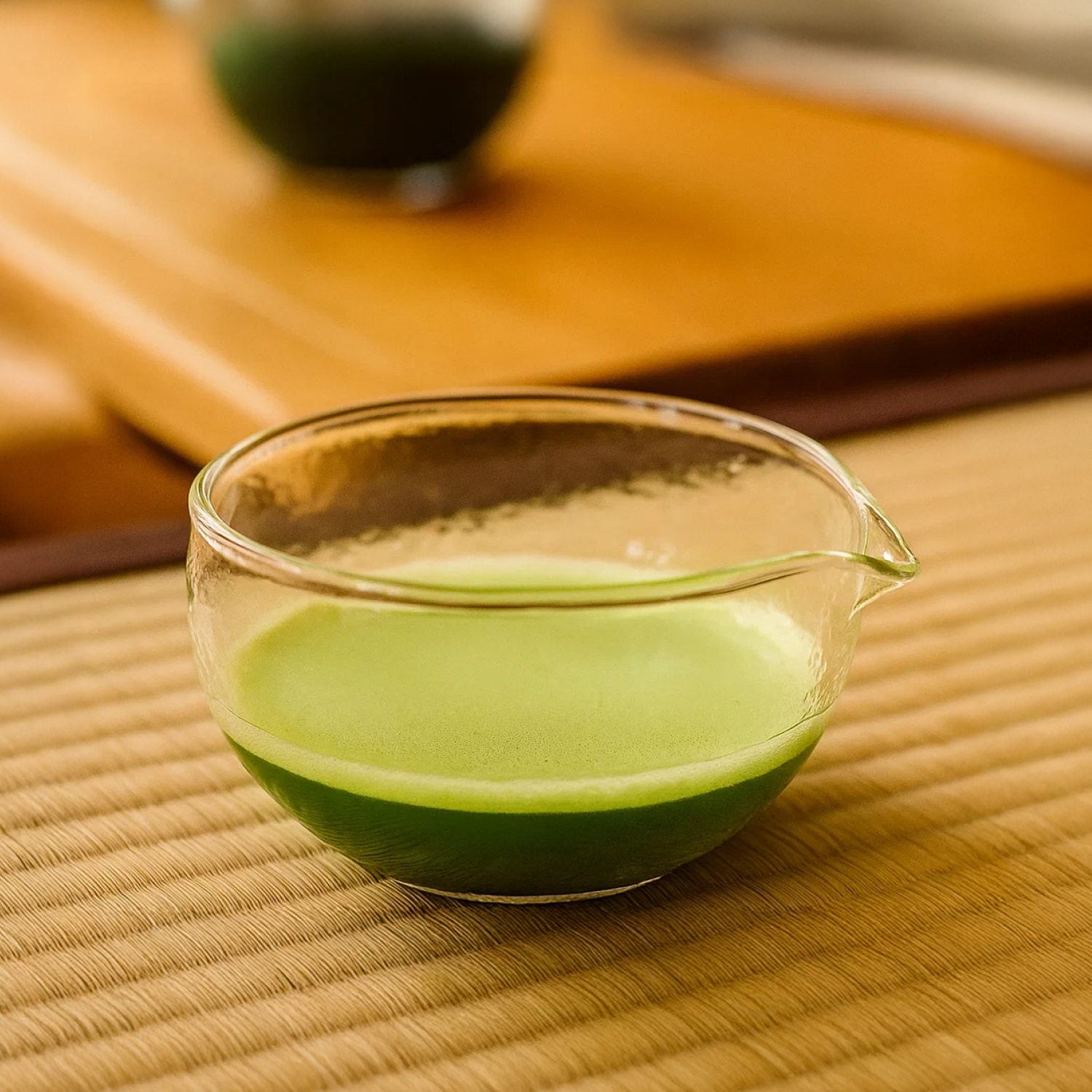 Glazen Matcha Kom Gevuld met Matcha